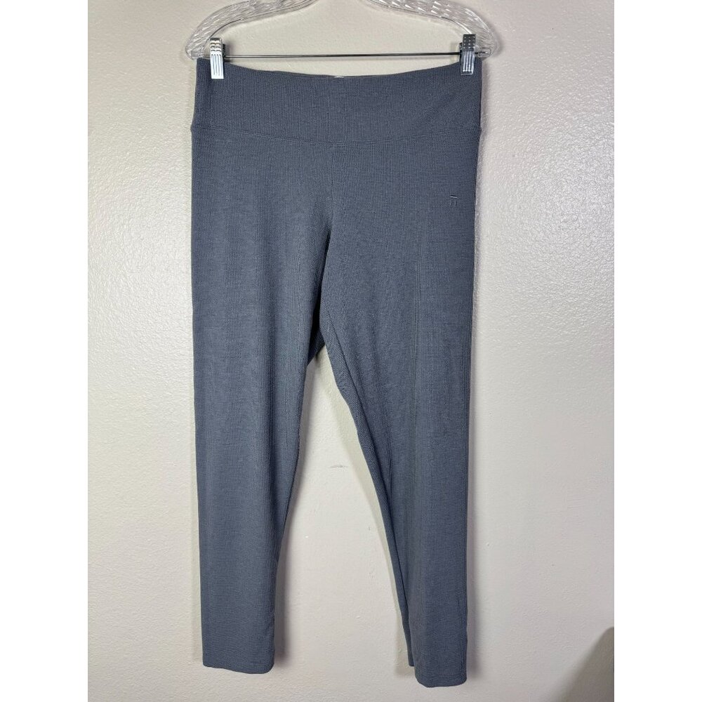 Tommy John Womens Gray Waffle Knit Leggings Thermalā Pants Size Large Stretch
